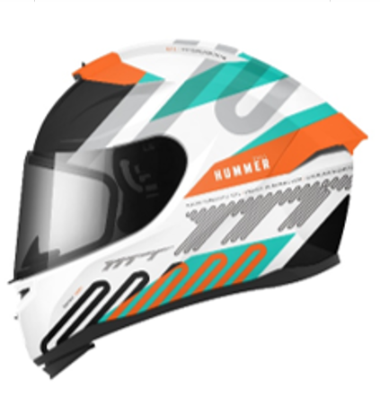MT Hummer B Tubex Gloss White Orange Green A4 Helmet