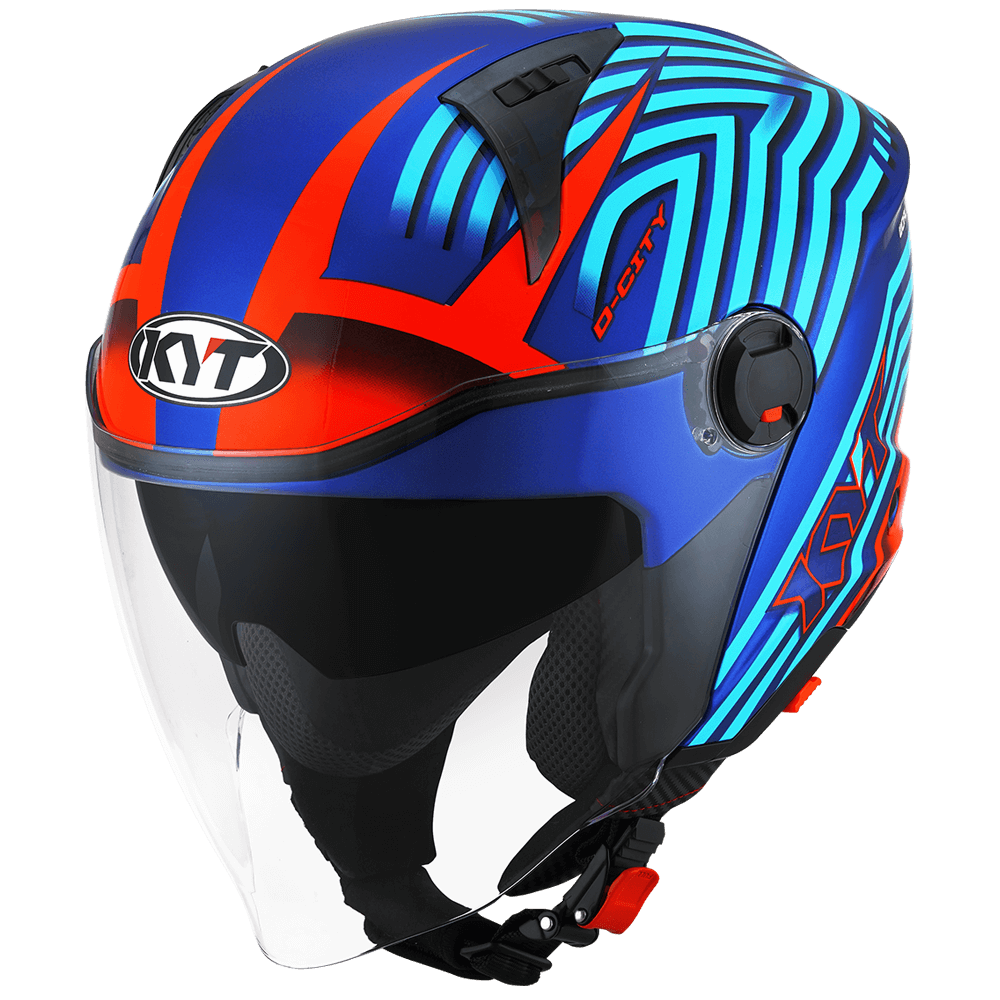 KYT D City Lucent Blue Orange Gloss Open Face Helmets
