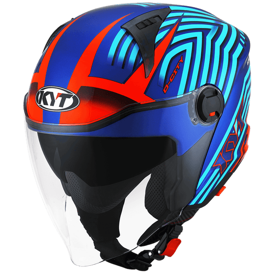 KYT D City Lucent Blue Orange Gloss Open Face Helmets