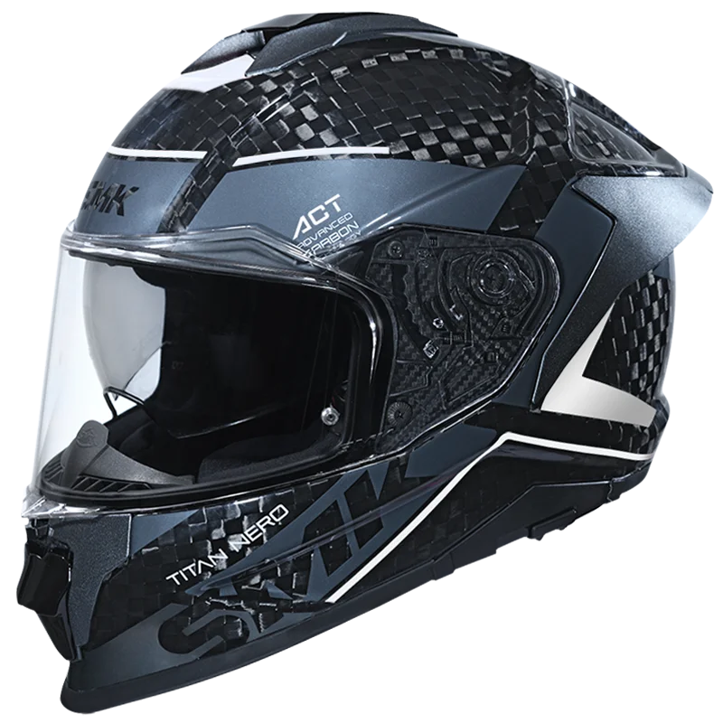 SMK Titan Carbon Nero Gloss Black Grey White (GL261) Helmet