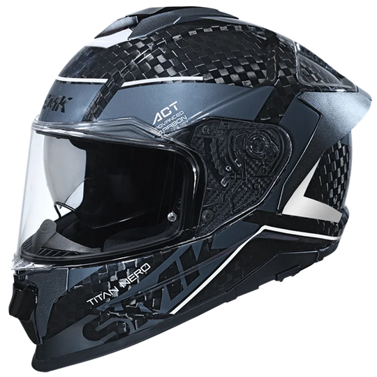 SMK Titan Carbon Nero Gloss Black Grey White (GL261) Helmet
