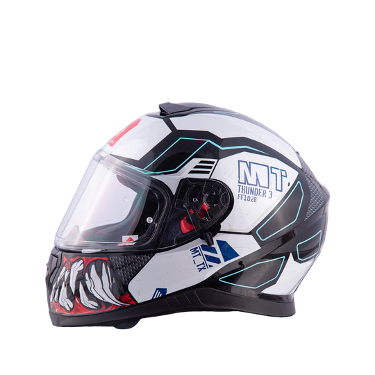 MT Thunder 3 SV Spoiler TX A7 Gloss White Blue Black Helmet