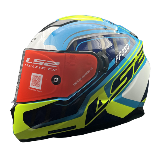LS2 FF320 Stream Evo Letalis Blue Hi Viz Yellow White Gloss Helmet (D Ring)