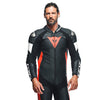 Dainese Tosa Men One Piece Motorcycle Perforated Leather Suit (Black Fluro Red White)