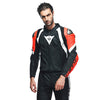 Dainese Avro 4 Men Two Piece Motorcycle Leather Suit (Black Matt Fluro Red White) - Moto Central