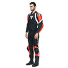 Dainese Avro 4 Men Two Piece Motorcycle Leather Suit (Black Matt Fluro Red White) - Moto Central