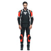 Dainese Avro 4 Men Two Piece Motorcycle Leather Suit (Black Matt Fluro Red White) - Moto Central
