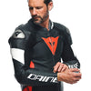 Dainese Tosa Men One Piece Motorcycle Perforated Leather Suit (Black Fluro Red White)