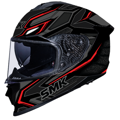 SMK Titan Panther Gloss Black Grey Red (GL263) Helmet