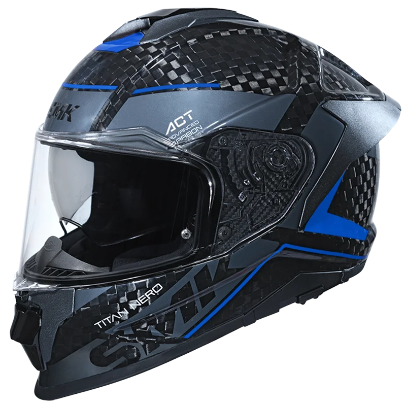SMK Titan Carbon Nero Gloss Black Blue Grey (GL256) Helmet
