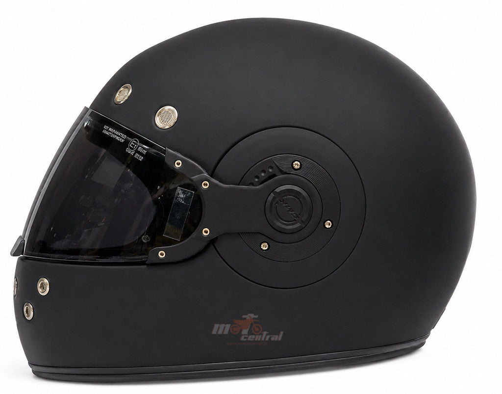 SMK Retro Solid Matt Black with Tinted Visor (MA220) Helmet