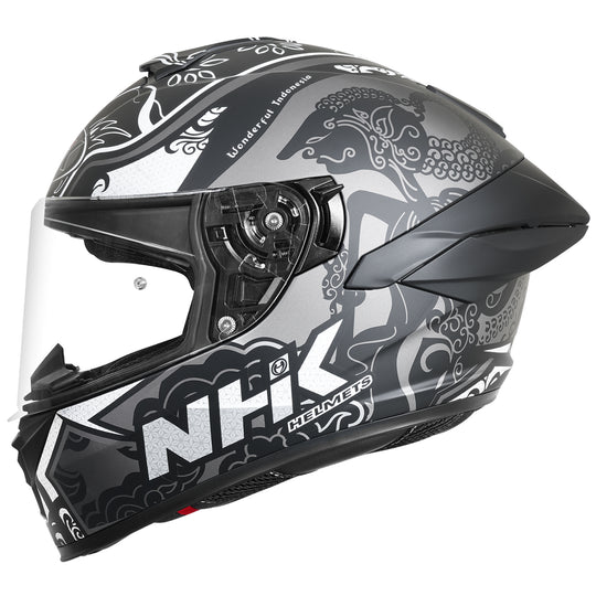 NHK K5R Wayang Matt Black Silver Helmet