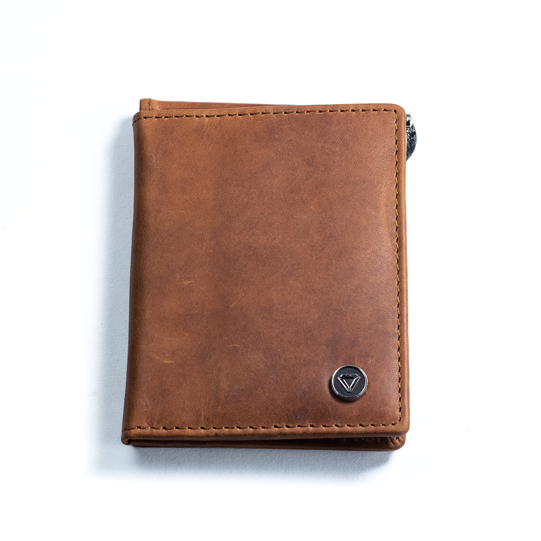 Square Coin Purse Card Holder Handmade Cowhide Leather Vintage Zipper Wallet  Men | eBay