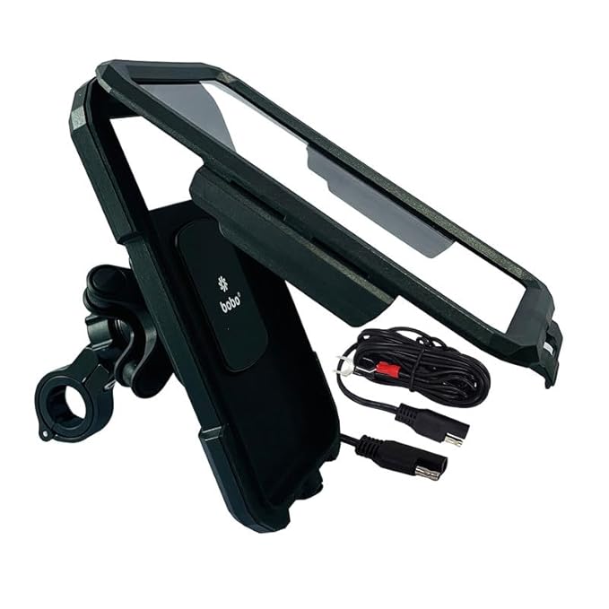 BOBO BM11H PRO PLUS Waterproof Bike Phone Holder with Pro Plus Vibration Damper and Fast 15W Wireless Charger plus USB C Motorcycle Mobile Mount