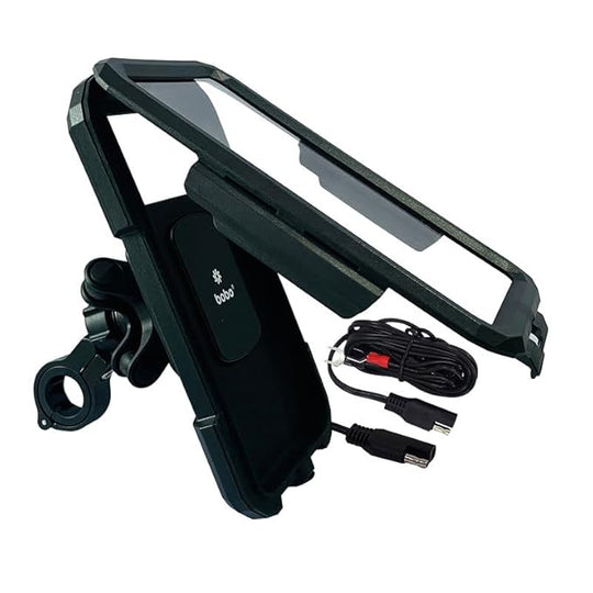 BOBO BM11H PRO PLUS Waterproof Bike Phone Holder with Pro Plus Vibration Damper and Fast 15W Wireless Charger plus USB C Motorcycle Mobile Mount