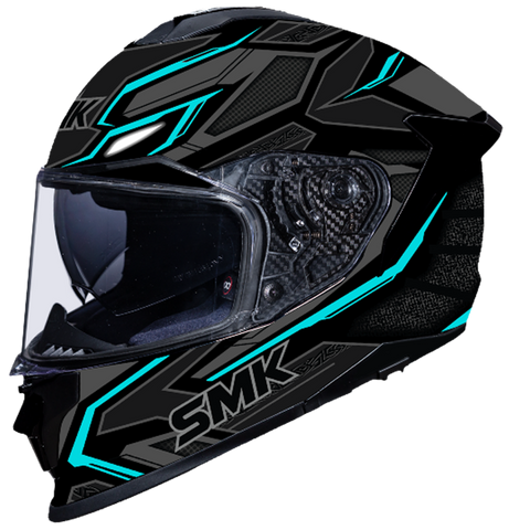 SMK Titan Panther Gloss Black Grey Blue (GL265) Helmet