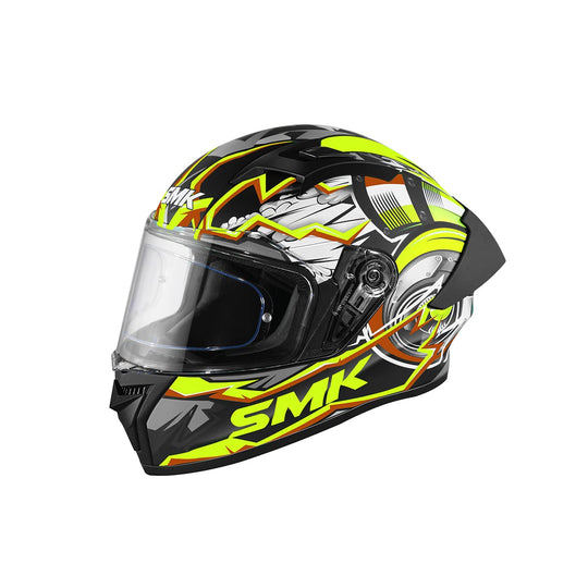 SMK Stellar Sports Turbo Gloss Black Yellow Grey (GL246) Helmet