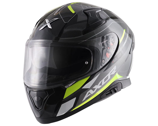 AXOR Apex Turbine Gloss Black Neon Yellow Grey Helmet