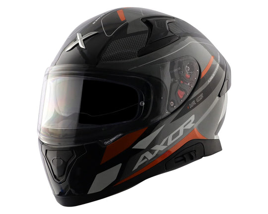 AXOR Apex Turbine Gloss Black Orange Grey Helmet