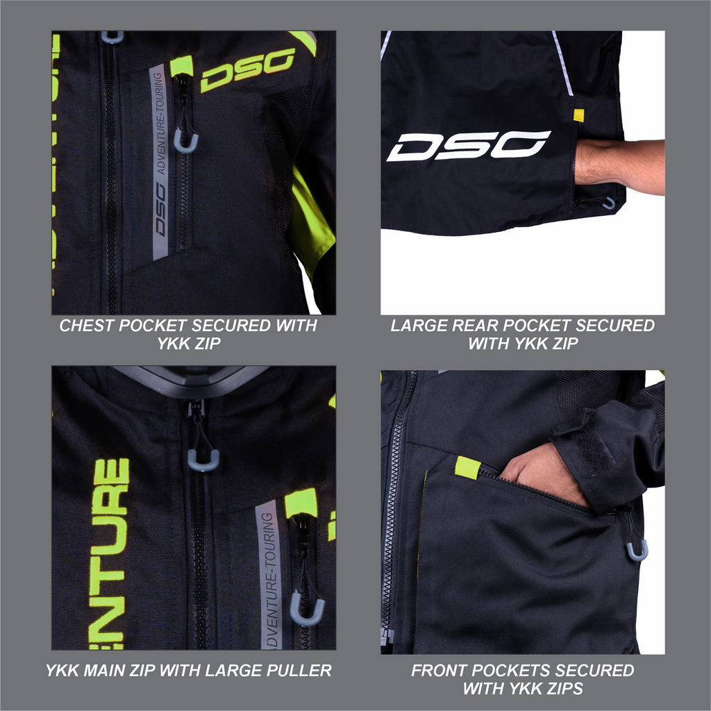 DSG ADV Riding Jacket Black Fluro Yellow– Moto Central