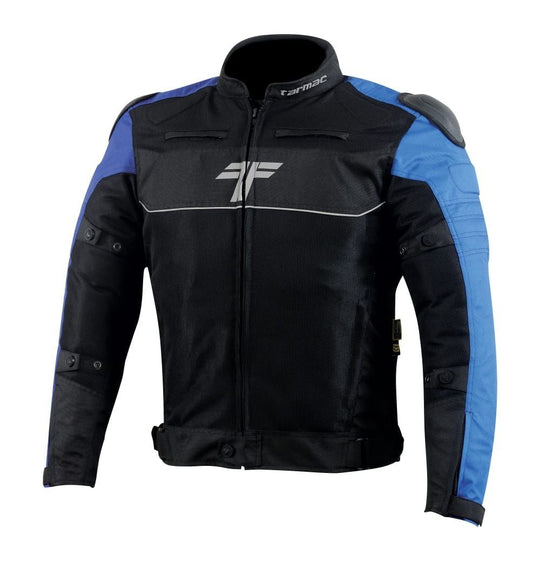 Tarmac One III Level 2 Riding Jacket with PU Chest Protectors (Black Sky Blue Royal Blue)