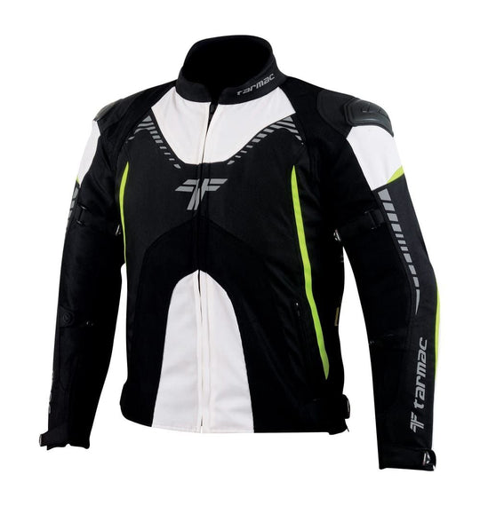 Tarmac Corsa Riding Jacket Black Fluro Green with SafeTech Protectors
