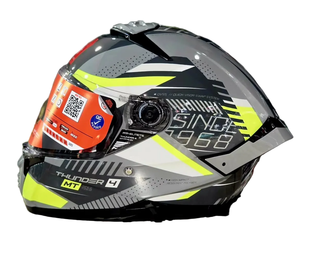 MT Thunder 4 SV Luminence H3 Gloss Grey Fluro Yellow Helmet