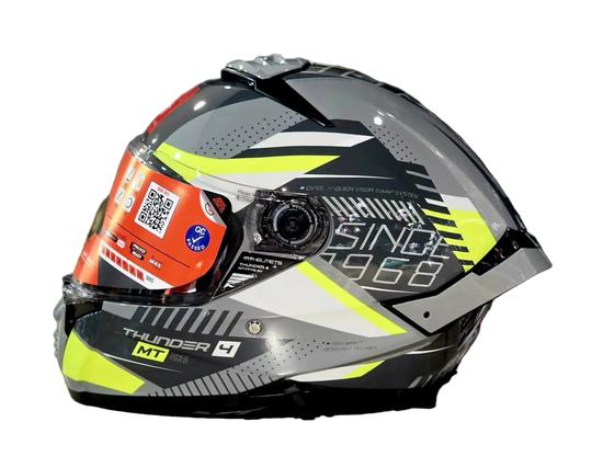 MT Thunder 4 SV Luminence H3 Gloss Grey Fluro Yellow Helmet