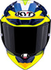 KYT R1R Diamond Gloss Blue Yellow Helmet