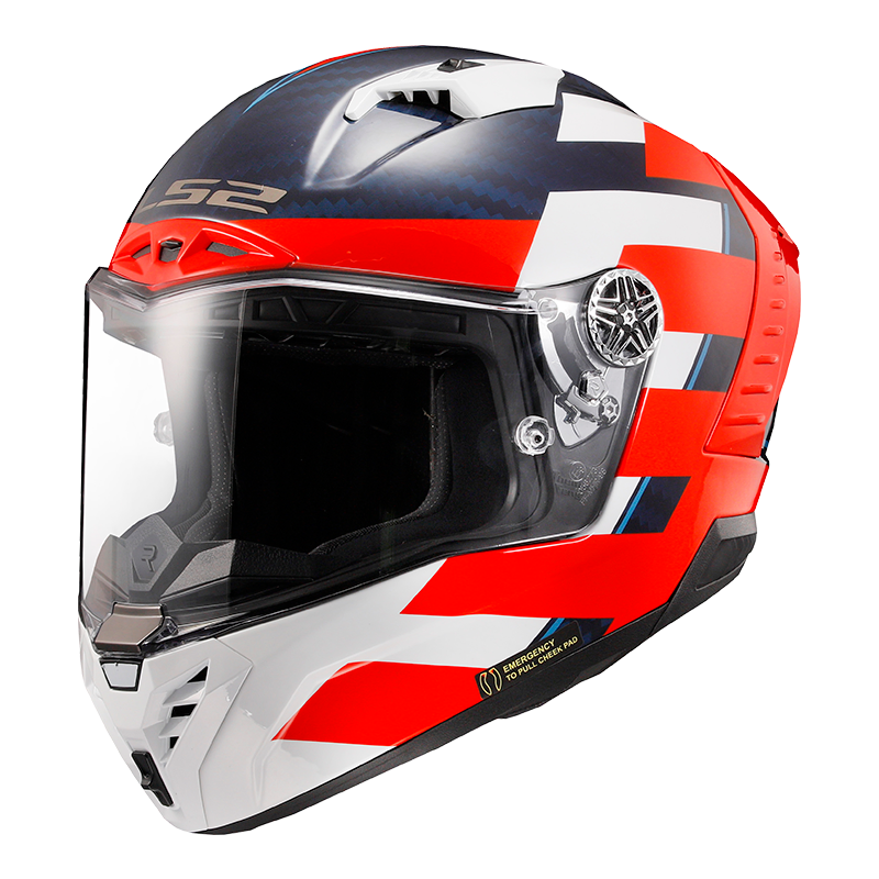 LS2 FF805 THUNDER Carbon GP Alliance Gloss Red Blue White Helmet (FIM Certified)