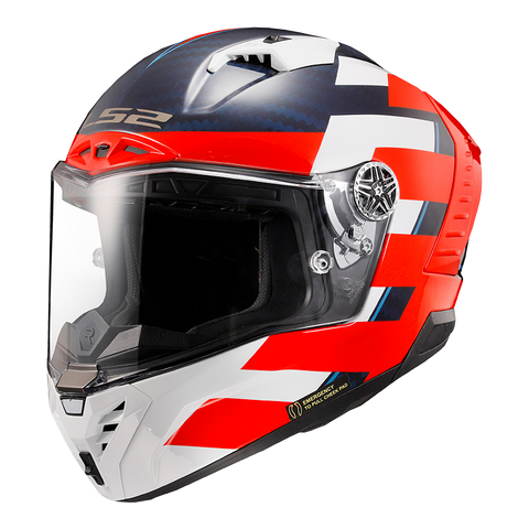 LS2 FF805 THUNDER Carbon GP Alliance Gloss Red Blue White Helmet (FIM Certified)