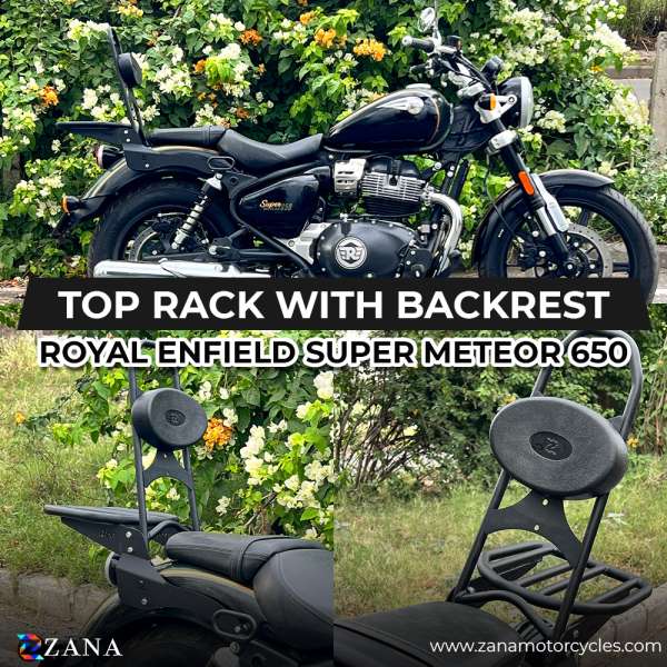 ZANA Top Rack With Pillion Backrest ( Mid Tray Mid back support ) T2 For Royal Enfield Super Meteor 650 (ZI-8291)