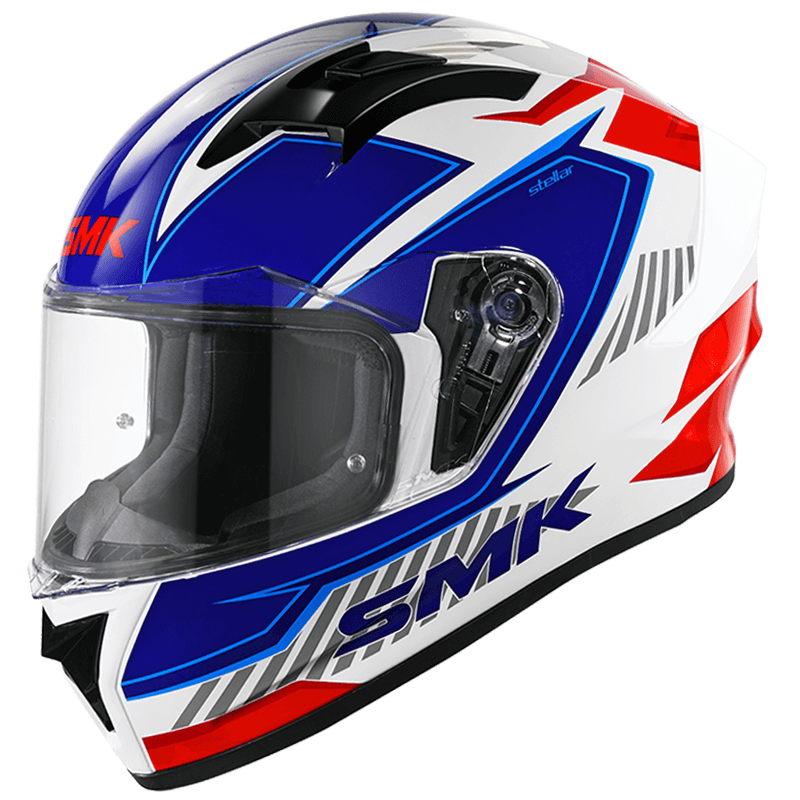 SMK Stellar Sports Adox Gloss White Red Blue (GL135) Helmet