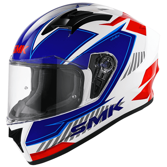 SMK Stellar Sports Adox Gloss White Red Blue (GL135) Helmet
