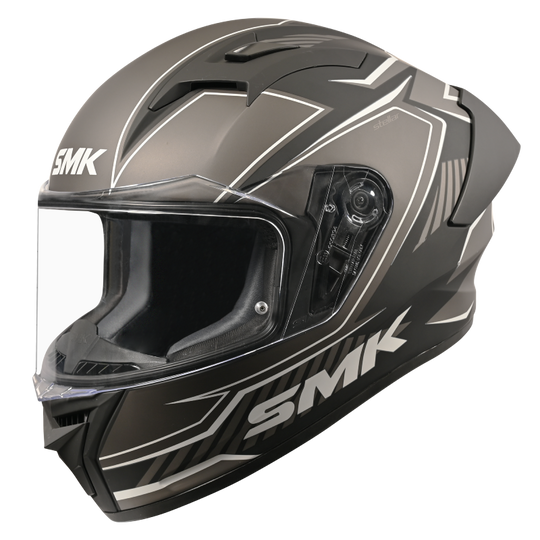 SMK Stellar Sports Adox Gloss Black Grey (GL266) Helmet