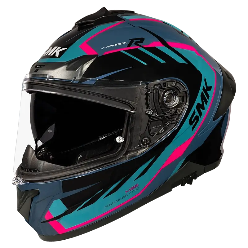 SMK Typhoon Aerot Gloss Blue Fluro Red (GL552) Helmet