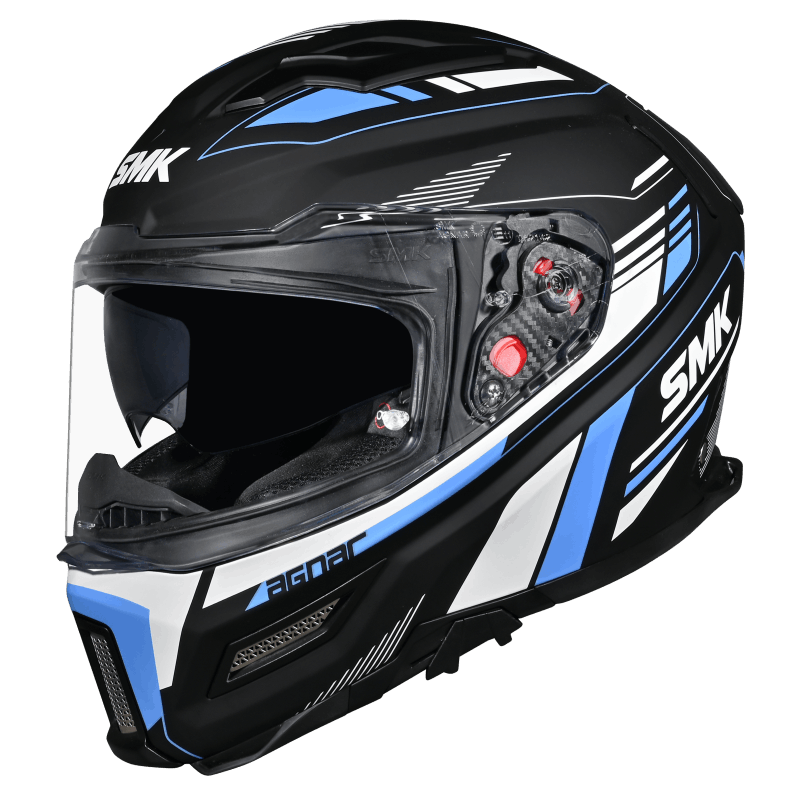 SMK Agnar Revv Matt Black White Blue (MA215) Helmet