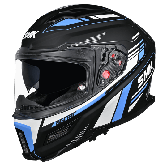 SMK Agnar Revv Matt Black White Blue (MA215) Helmet