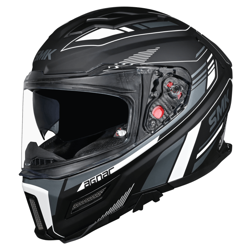SMK Agnar Revv Gloss Black Grey White (GL261) Helmet