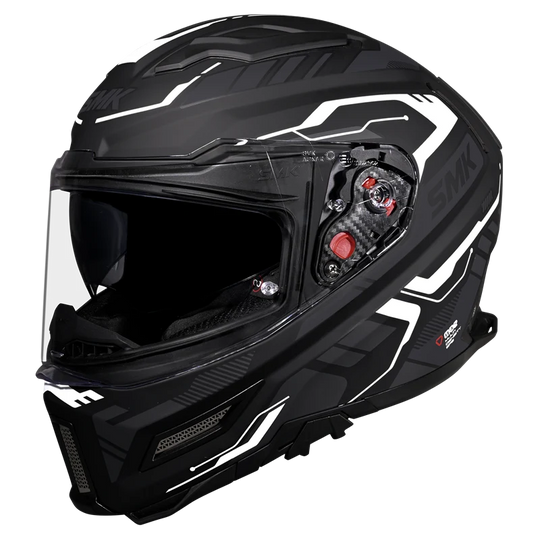 SMK Agnar Tektron Gloss Black Grey White (GL261) Helmet