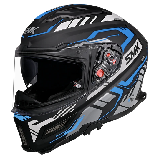 SMK Agnar Tektron Gloss Black Grey Blue (GL265) Helmet