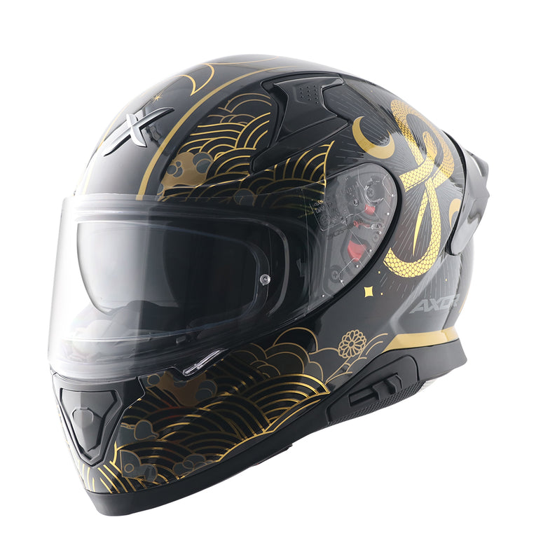 AXOR Apex Infinity Gloss Black Gold Helmet