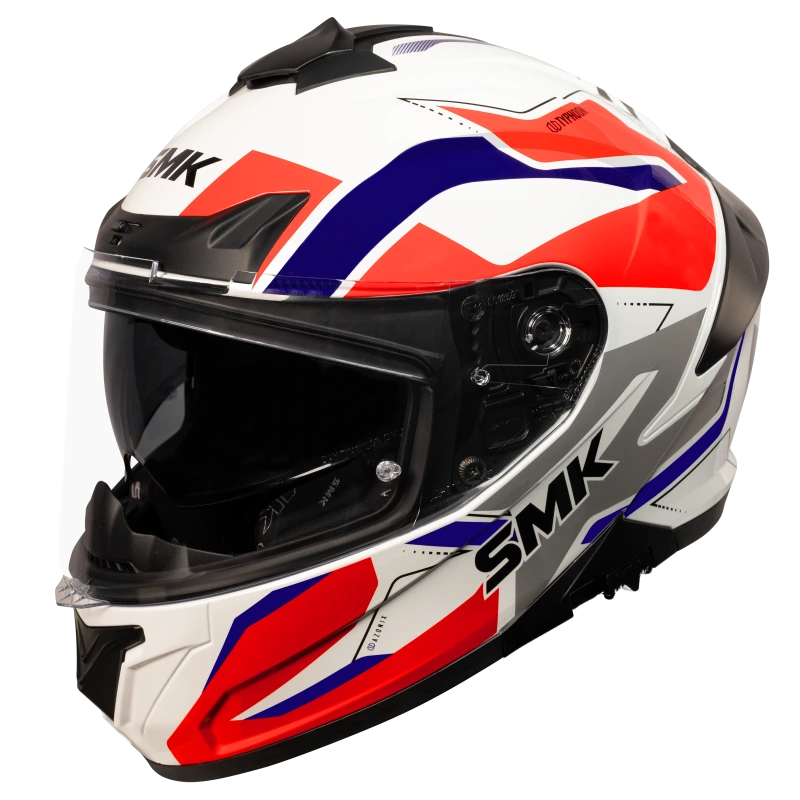 SMK Typhoon Azonix Gloss White Red Blue (GL135) Helmet