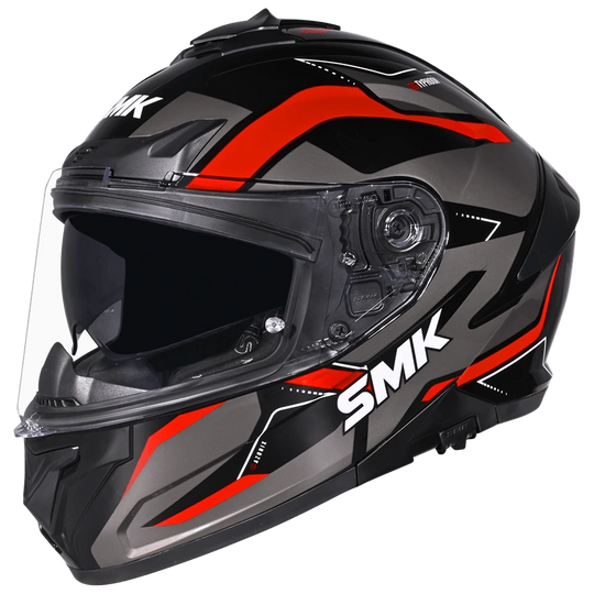 SMK Typhoon Azonix Matt Black Grey Red (MA263) Helmet