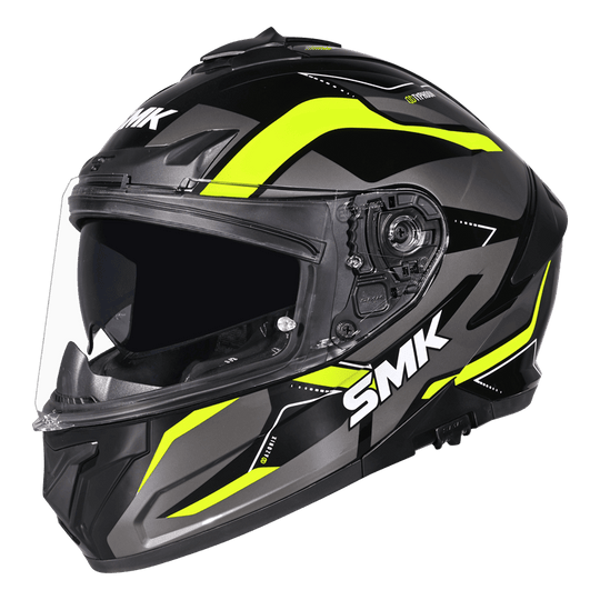 SMK Typhoon Azonix Matt Black Grey Yellow (MA264) Helmet