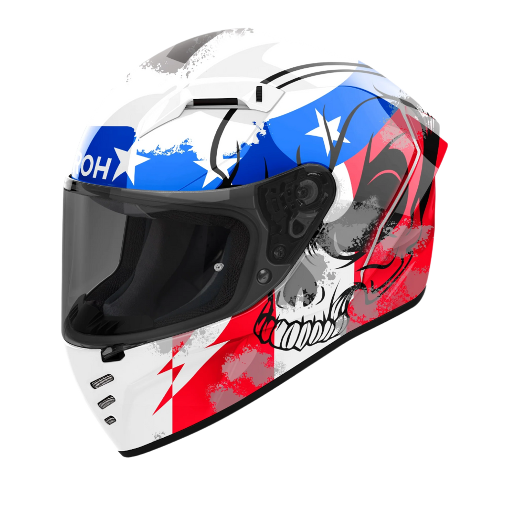 Airoh Connor Nation White Blue Red Gloss Helmet