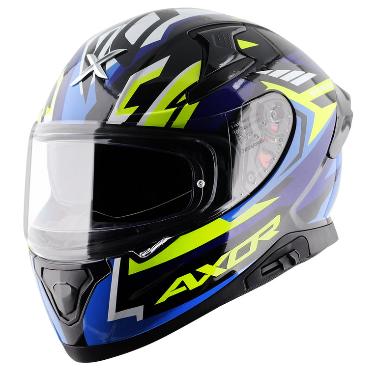 AXOR Apex Streak Gloss Black Blue Helmet