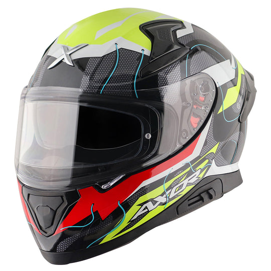 AXOR Apex Dynamo Gloss Black Neon Yellow Helmet