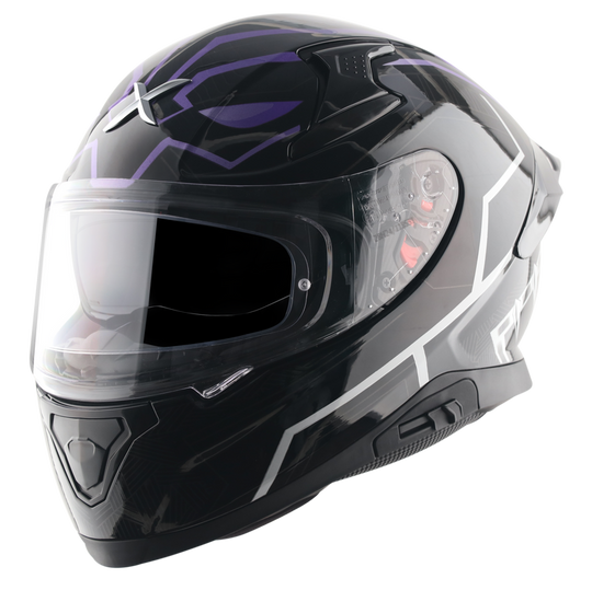 AXOR Apex Marvel Panther Gloss Black Purple Helmet