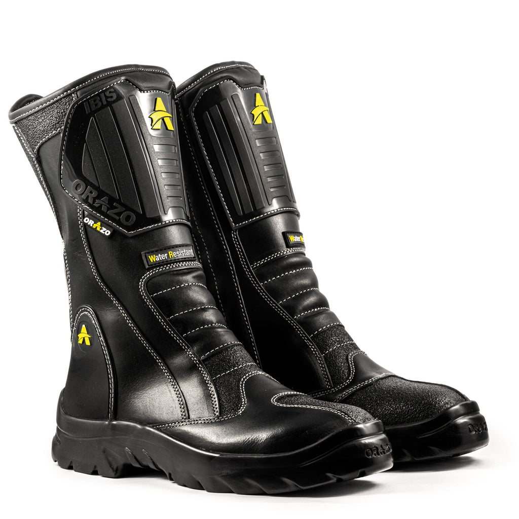 Orazo IBIS Sport Zipper Water Resistant Motorcycle Riding Boots (Black) (ZWR)